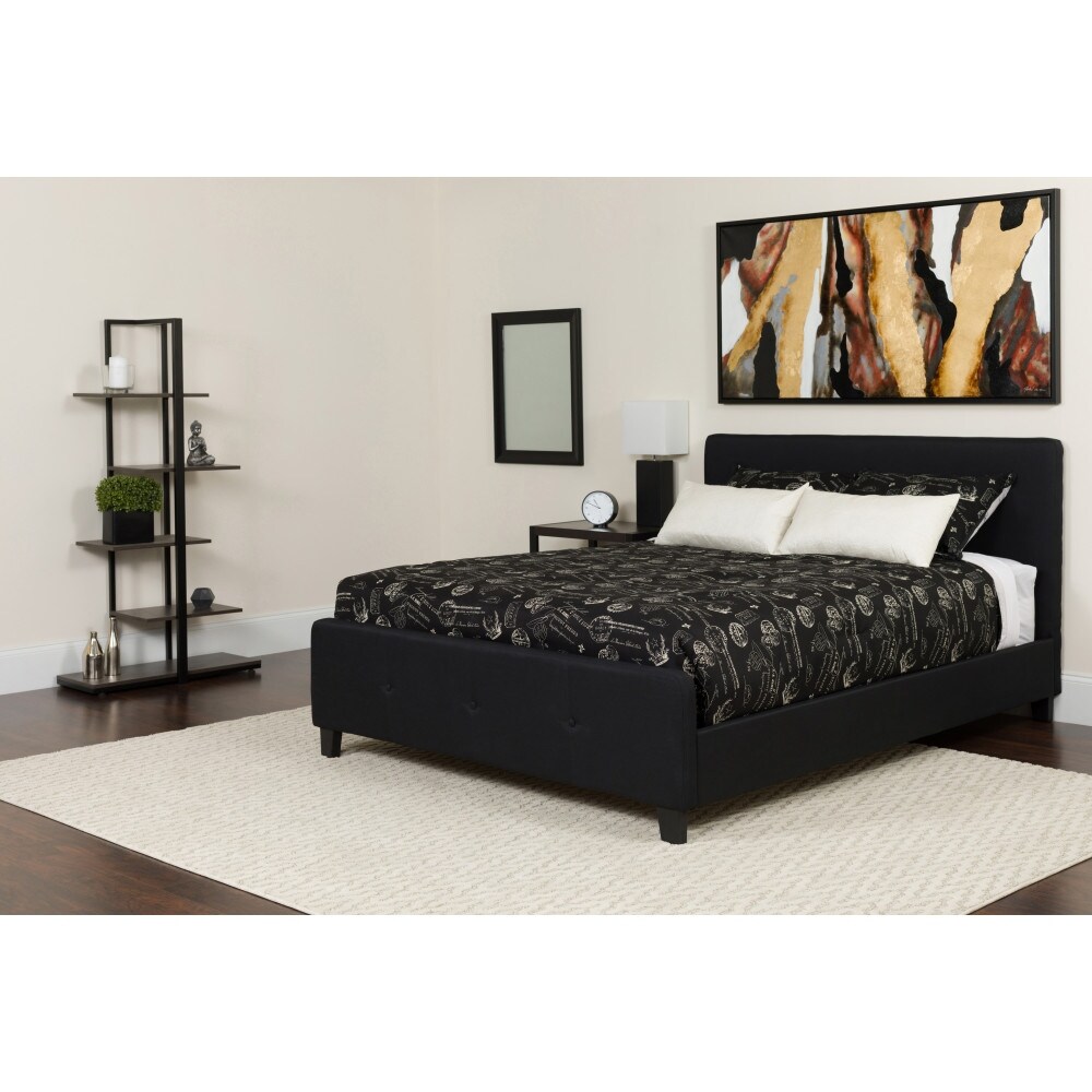 Button Tufted Upholstered Platform Bed with Pocket Spring Mattress