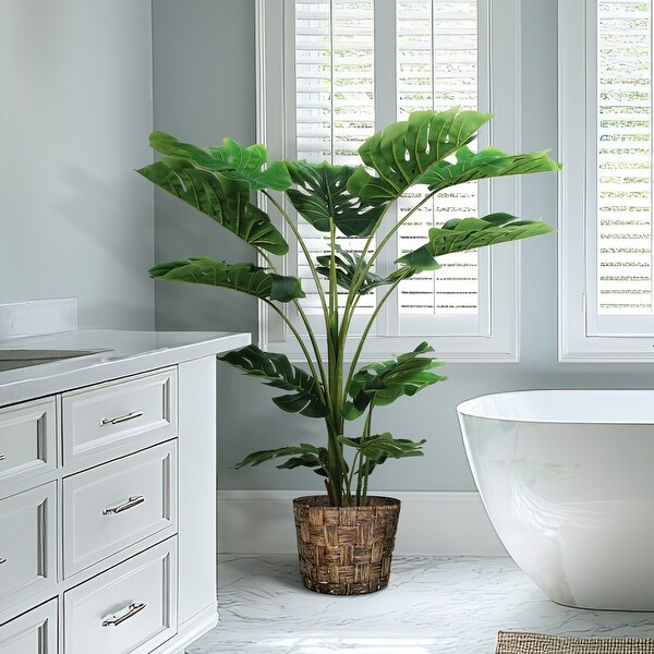 Philodendron Artificial Plant Tree In Round Pot