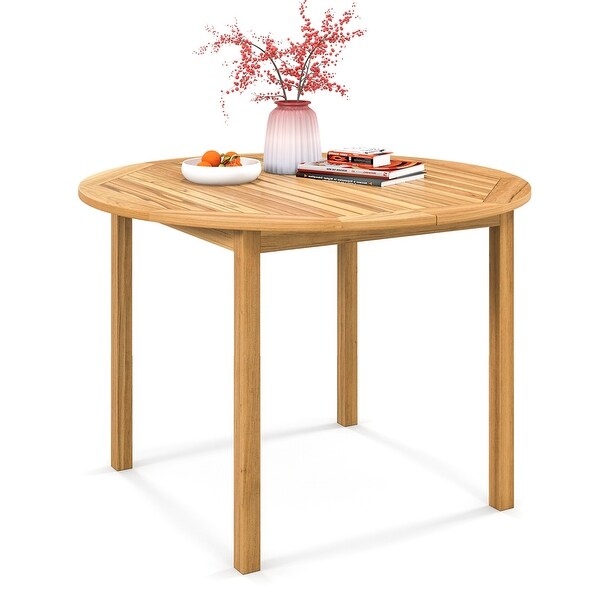 Costway Patio Dining Table Acacia Wood Round Outdoor Bistro Table