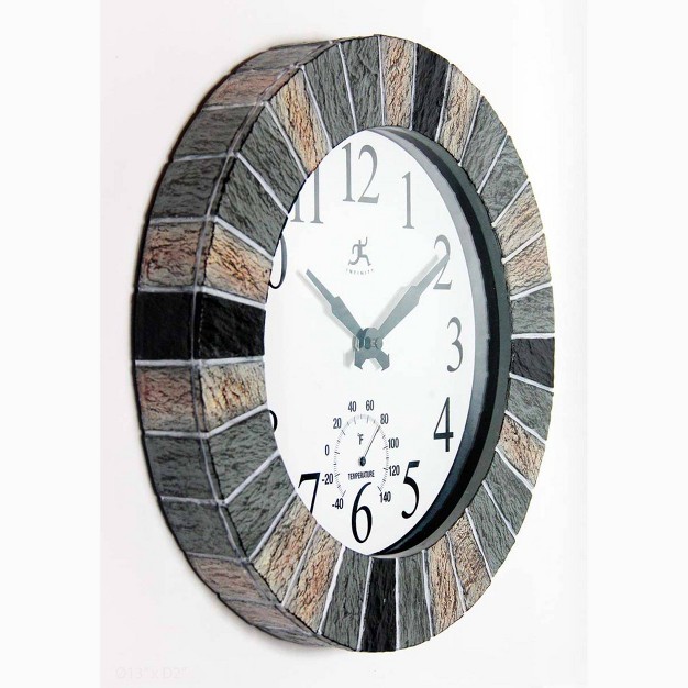 Faux Stone Mosaic Indoor outdoor Wall Clock Infinity Instruments