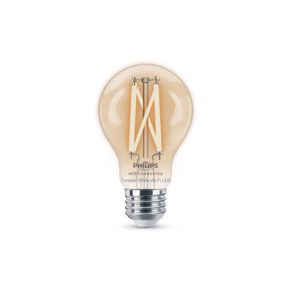 Philips 60-Watt Equivalent A19 Smart Wi-Fi LED Vintage Edison Tuneable White Light Bulb Powered by WiZ with Bluetooth (4-Pack) 567164