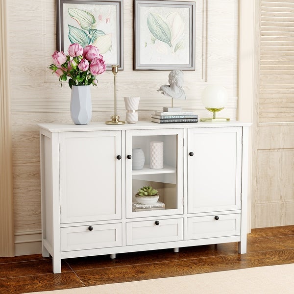 44.9'' Accent Cabinet Modern Console Table Sideboard for Living Room Dining Room With 2 Doors， 3 Drawers