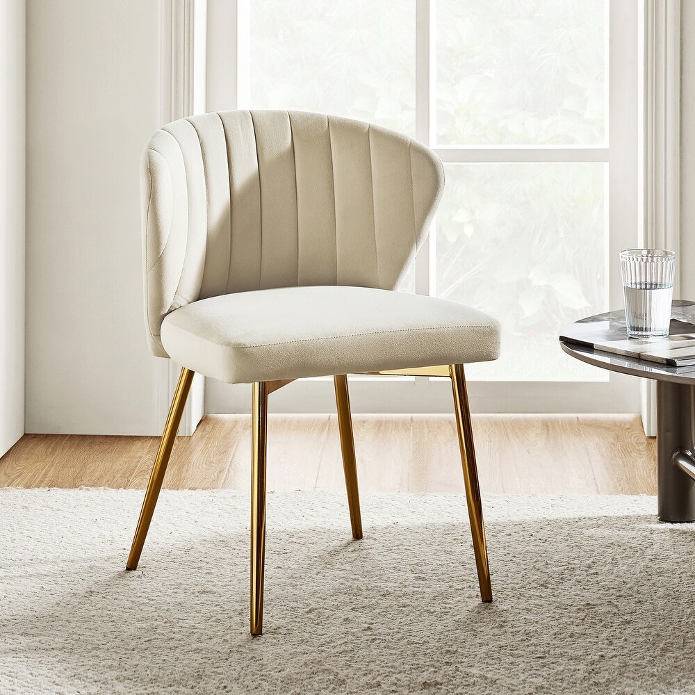 Luna Modern Glam Upholstered Tufted Back Side Accent Dining Chair with Small Base by HULALA HOME