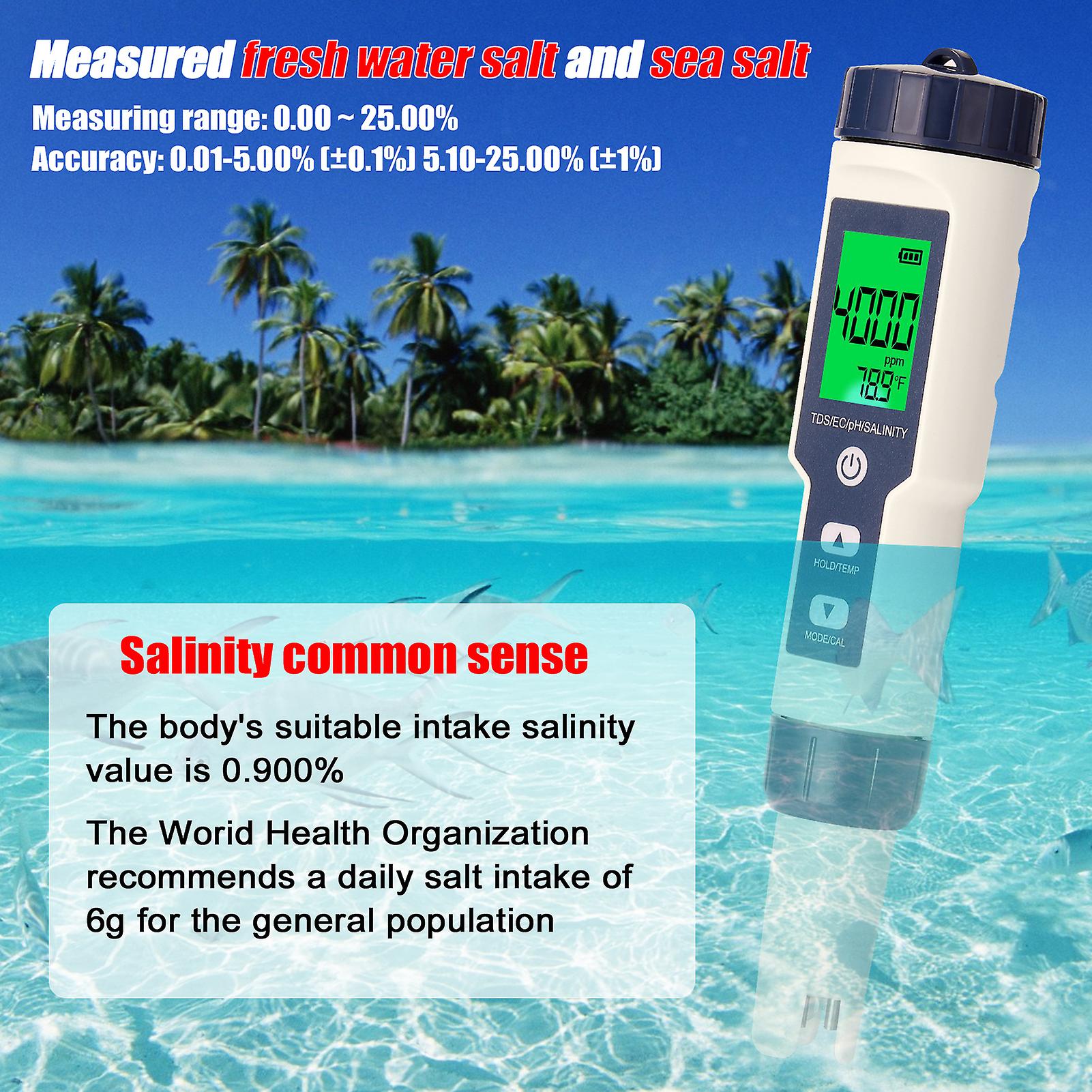 5 In 1 Professional Multi-parameter Combo Testing Meter Ph/ec/tds/salinity/thermometer Digital Multi-function Tester Water Quality Tester No.322909