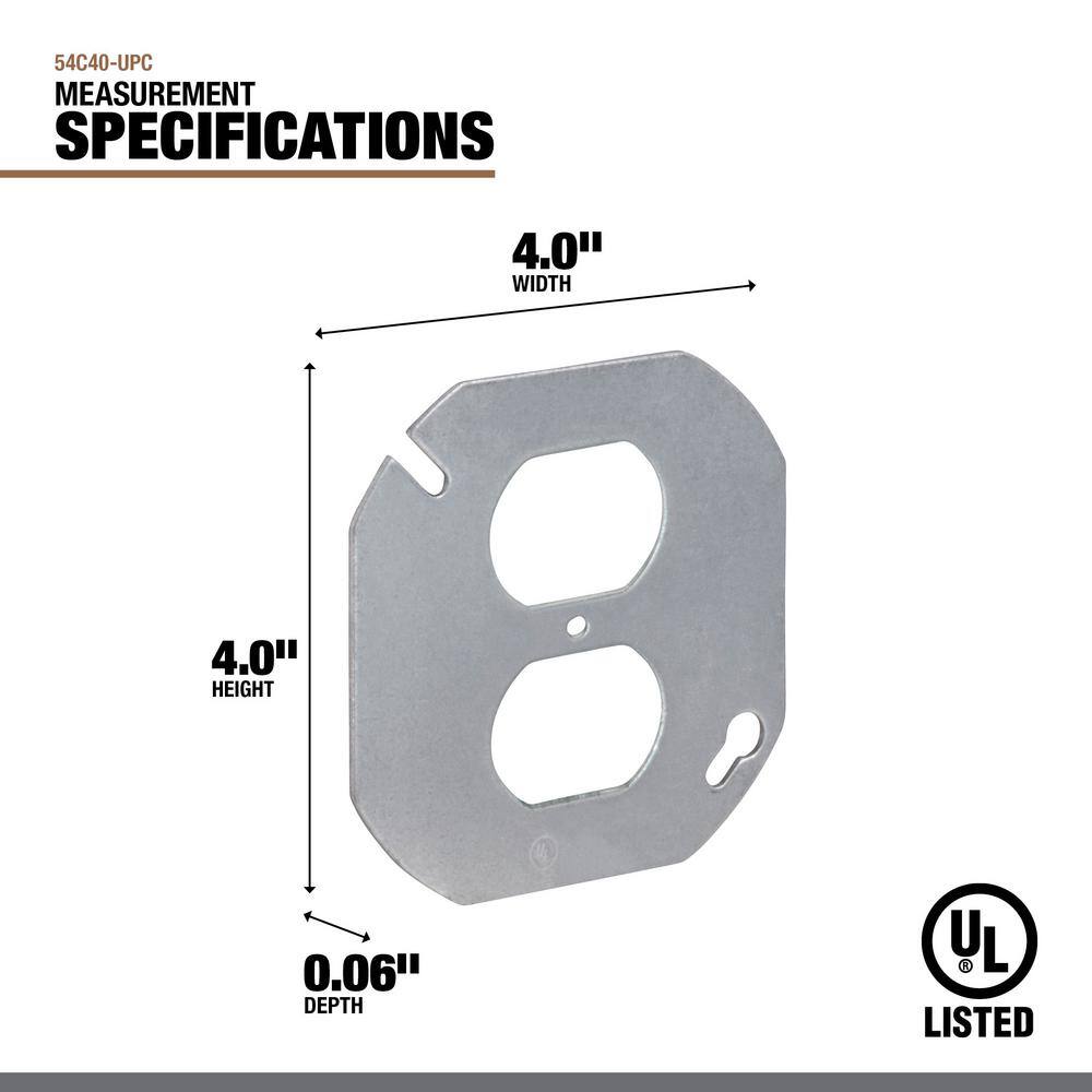 Southwire 4 in. W Steel Gray 1-Gang Flat Blank Duplex Receptacle (1-Pack) 54C40-UPC