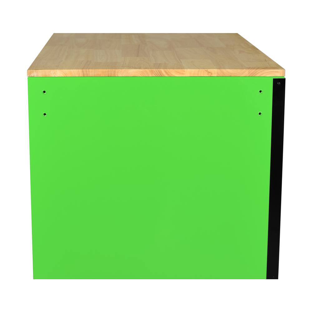 Husky 52 in. W x 24.5 in. D Standard Duty 10-Drawer Mobile Workbench Tool Chest with Solid Wood Work Top in Gloss Green H52MWC10GRN