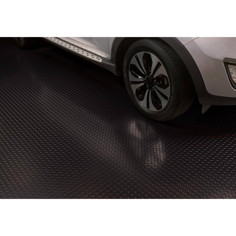 G-Floor Diamond Tread 10 ft. x 24 ft. Midnight Black Commercial Grade Vinyl Garage Flooring Cover and Protector GF75DT1024MB