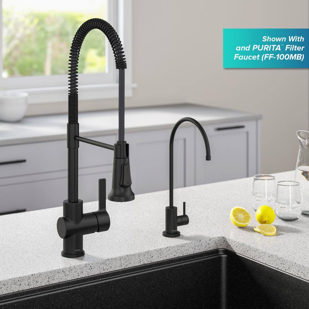 KRAUS Britt Single-Handle Pull-Down Sprayer Kitchen Faucet in Matte Black KPF-1691MB