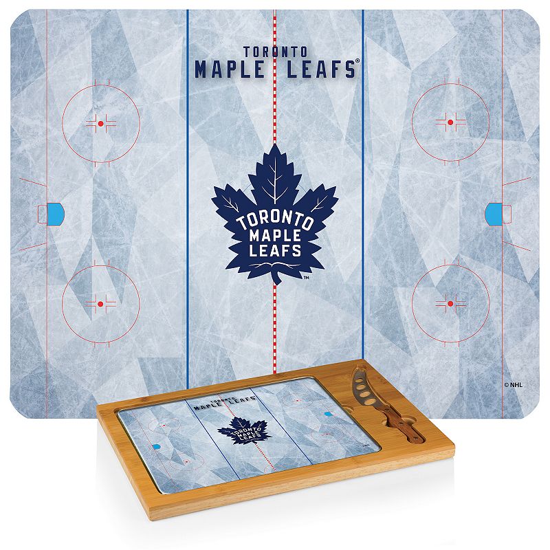 Picnic Time Toronto Maple Leafs Icon Glass Top Cutting Board and Knife Set