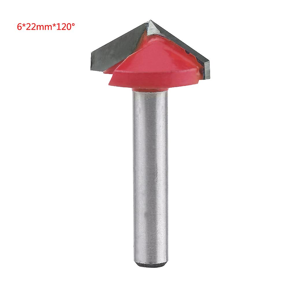 Tungsten Steel Woodworking CNC Router Bit of Sharpness VGroove Cutting Tool 6mm Shaft (6*22mm*120°)