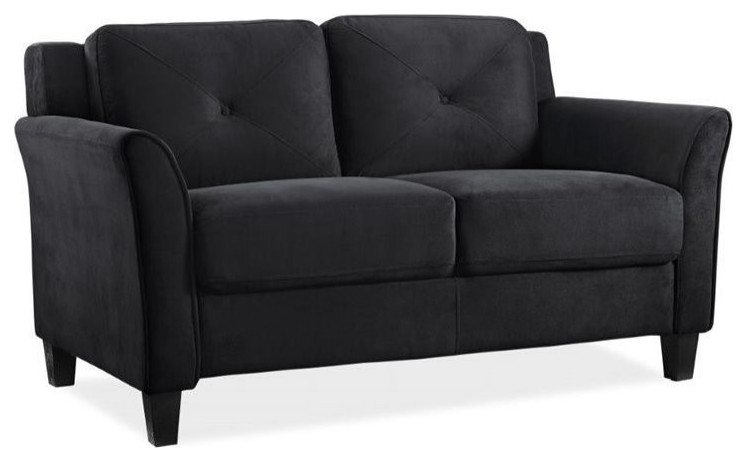 2 Piece Living Room Sofa and Loveseat Set in Black   Transitional   Living Room Furniture Sets   by Homesquare  Houzz