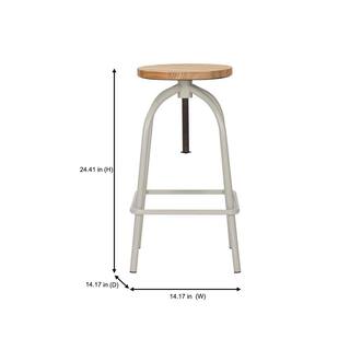 StyleWell Riverbed Beige Adjustable Backless Counter Stool with Wood Swivel Seat RW811-RVB