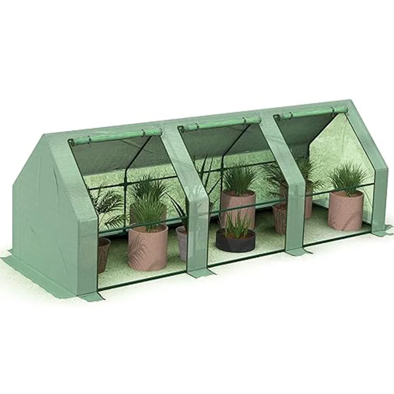 Outdoor Green House Kits to Build for Outside Winter Portable Tunnel Green House Kit with Cover and Roll upDoor