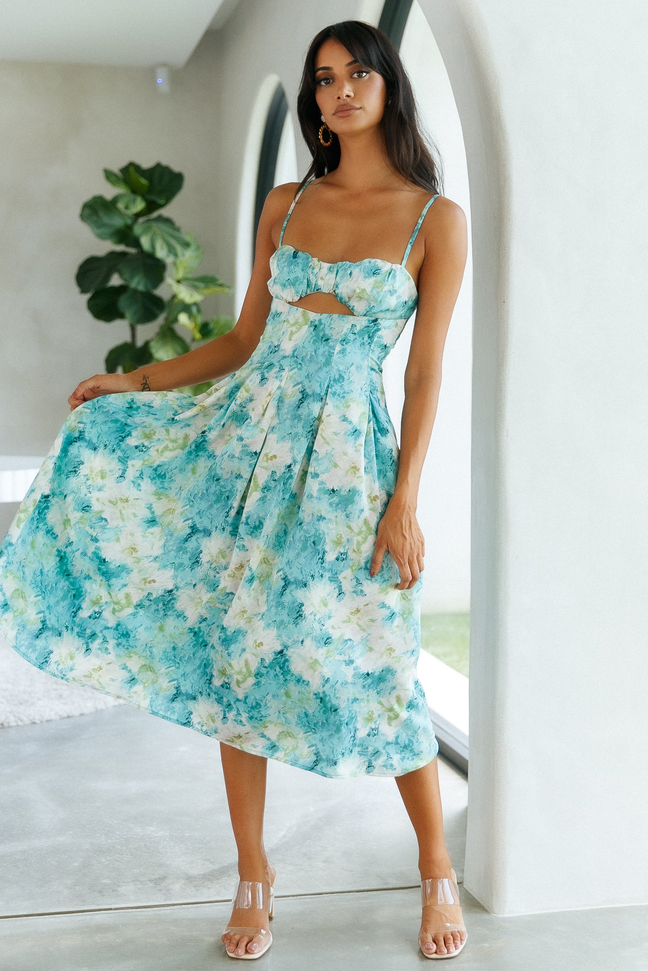 Sunny Skies Midi Dress Aqua