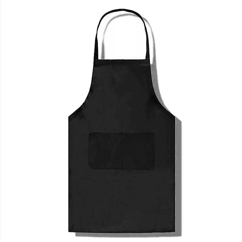 Black Apron Pure Color Kitchen Apron Big Pocket Adult Apron Kitchen Accessories 1pcs