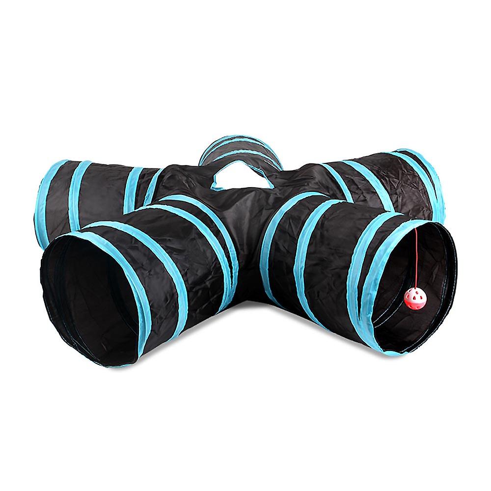 Indoor Cat Tunnel 5 Way Pet Play Tunnel Collapsible Tunnel Tube Kitty Tunnel Peek Hole Toy Pet Toys For Cats Puppies Rabbits Black