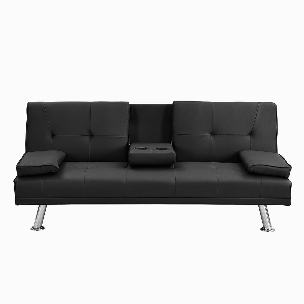 PVC Wood Sofa Bed with Armrest two holders