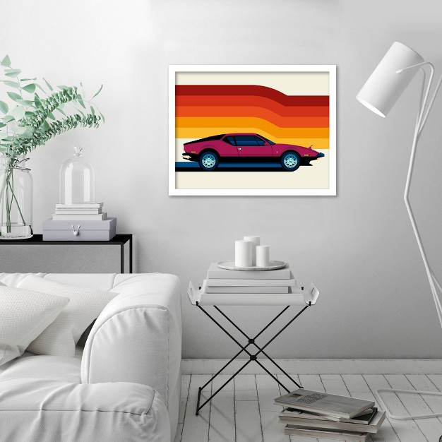 Americanflat Mid Century Modern Wall Art Room Decor Maroon Sports Car By Bo Lundberg