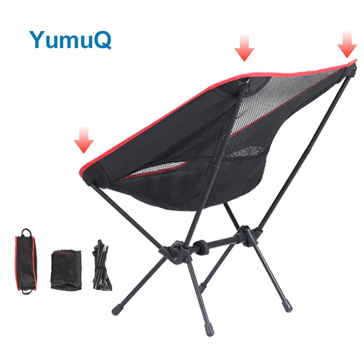 YumuQ Aluminium Frame Adjustable Folding Leg Adult Moon Camping Chair With Removable Cover For Outdoors Hiking