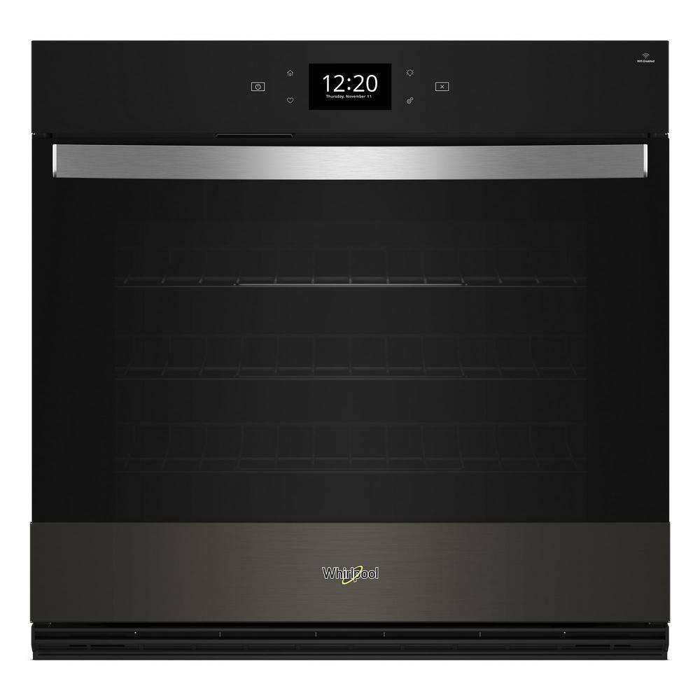 Whirlpool 30 in. Single Electric Wall Oven with True Convection Self-Cleaning in Black Stainless Steel with PrintShield Finish WOES7030PV