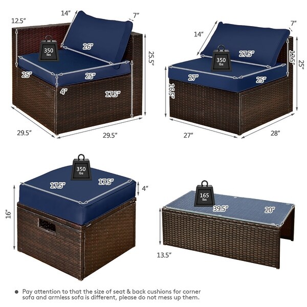 Costway 8PCS Patio Rattan Furniture Set SpaceSaving Storage Cushion