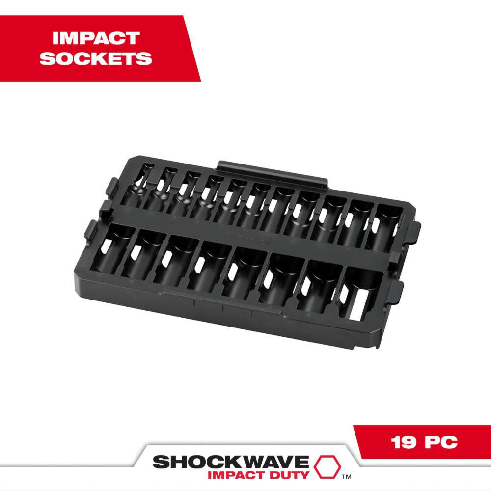 Milwaukee SHOCKWAVE Impact Duty Socket 3/8 Dr 19pc Tray Only 49-66-6831 from Milwaukee