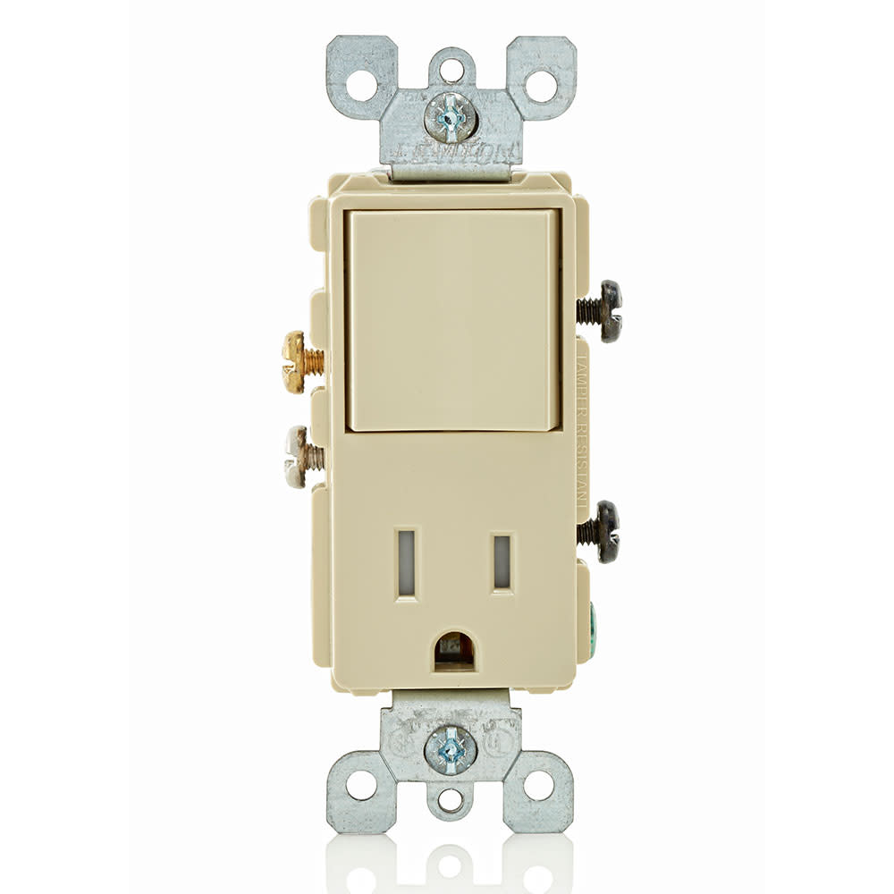 Leviton 15A Ivory Combination Decora Switch and Receptacle/Outlet ;