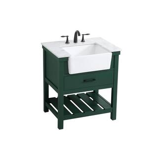 Timeless Home 22 in. W x 30 in. D x 34.125 in. H Bath Vanity in Green with Carrara White Marble Top TH120260GN