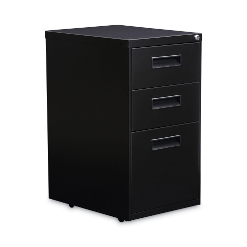 Alera File Pedestal， Left or Right， 3-Drawers: Box/Box/File， Legal/Letter， Black， 14.96