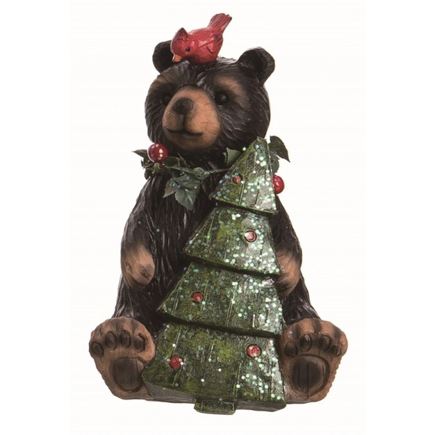 Transpac Resin Multicolored Christmas Small Bear Figurine