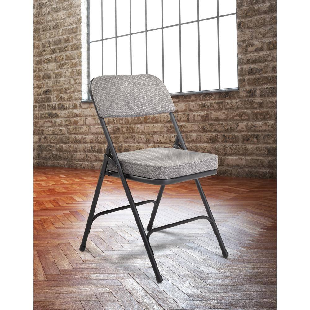 National Public Seating Charcoal Fabric Padded Seat Folding Chair (Set of 2) 3212