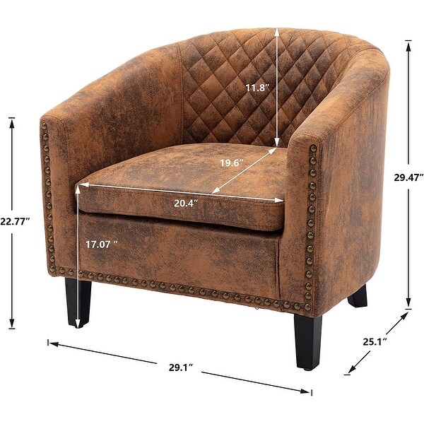 Barrel Accent Chair with Arms Microfiber Club Chairs Bucket Chair Upholstered Tub Chair for Living Room Bedroom