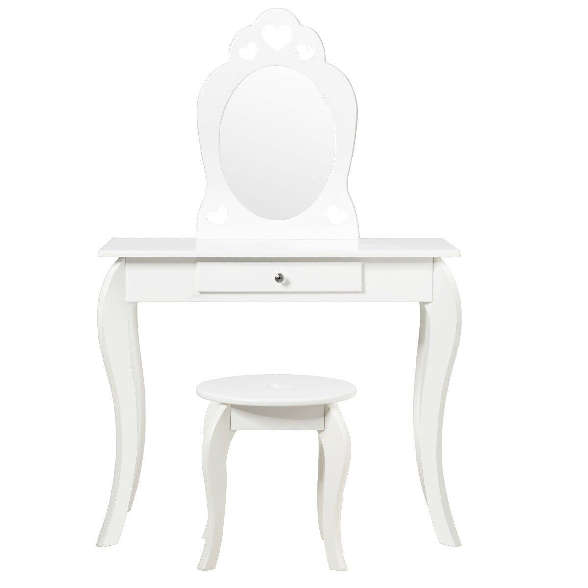 Costzon Kids Vanity Table, 2 in 1 Detachable Design with Dressing Table and Writing Desk