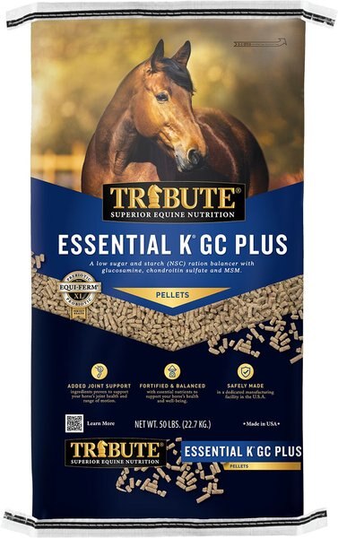 Tribute Equine Nutrition Essential K GC Plus Low-NSC， Joint Support Horse Feed