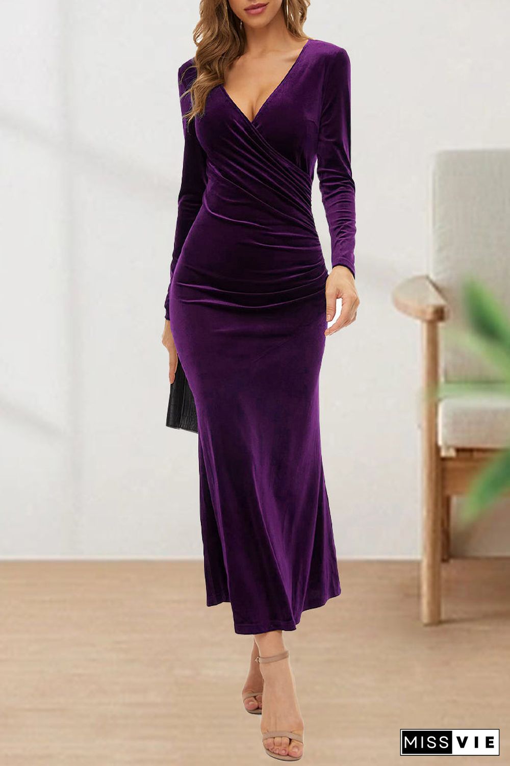 Sweet Elegant Solid Solid Color V Neck Evening Dress Dresses