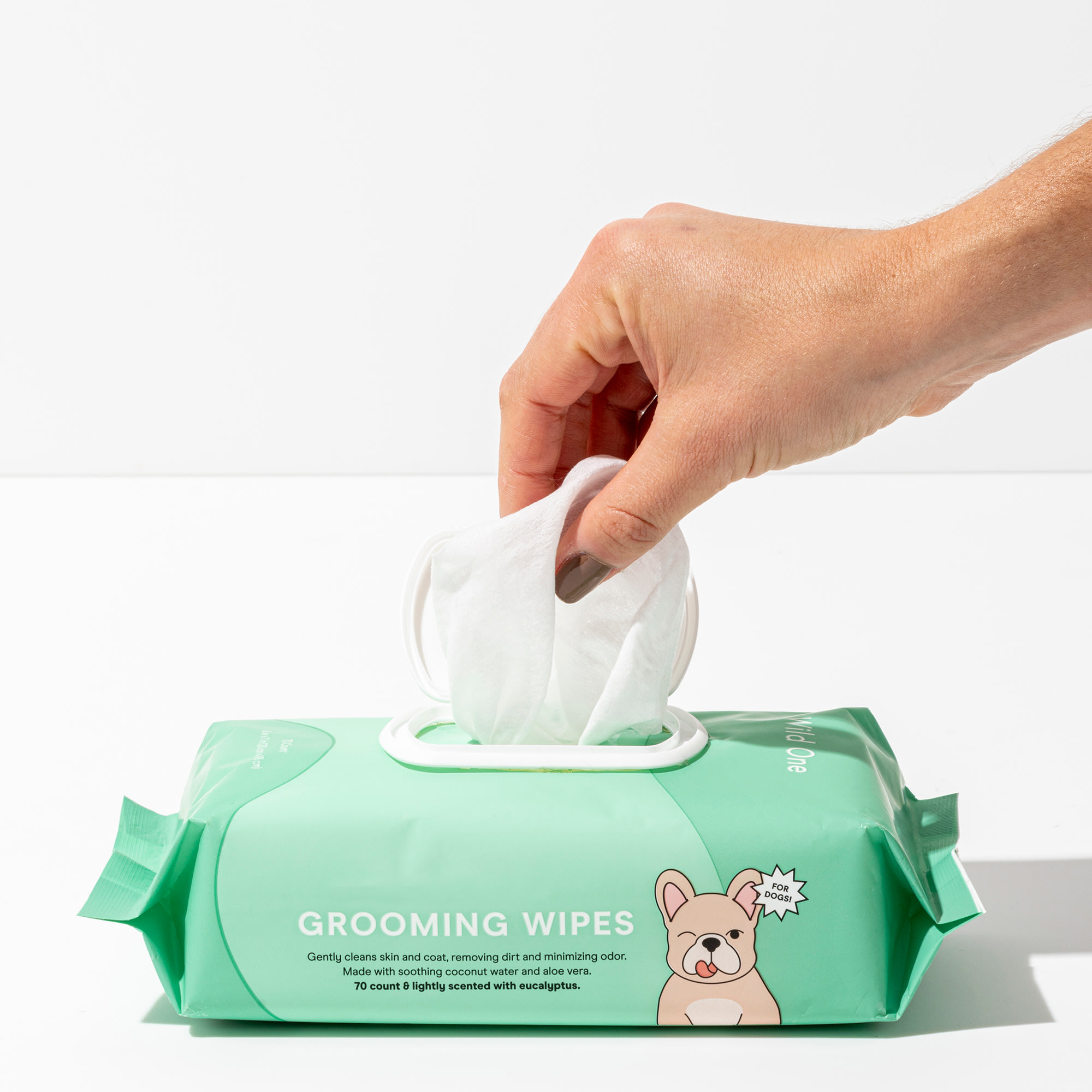 Wild One Eucalyptus-Mint Dog Grooming Wipes， Count of 70