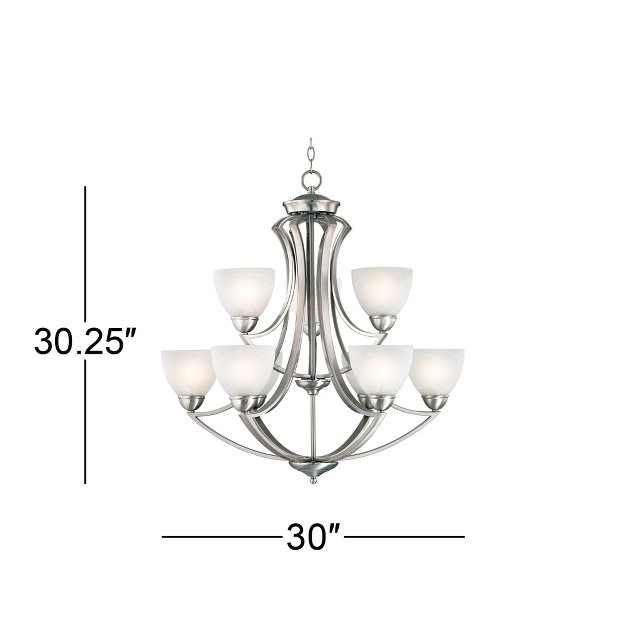 Wide Industrial Tiered White Glass Shade 9 light Fixture For Dining Room House Kitchen Island