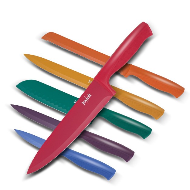 Joyjolt Multi Purpose 12 Piece Non stick Knife Set 6 Knives amp 6 Blade Guards Set Multi Color