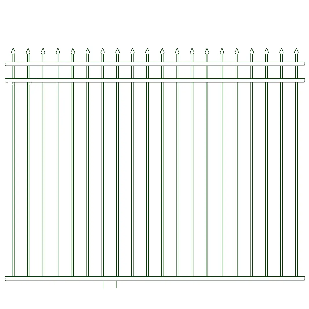 Powder coated 3 rails spear top flat bottom welded aluminium  metal garden fence panels 1200mm x 2400mm