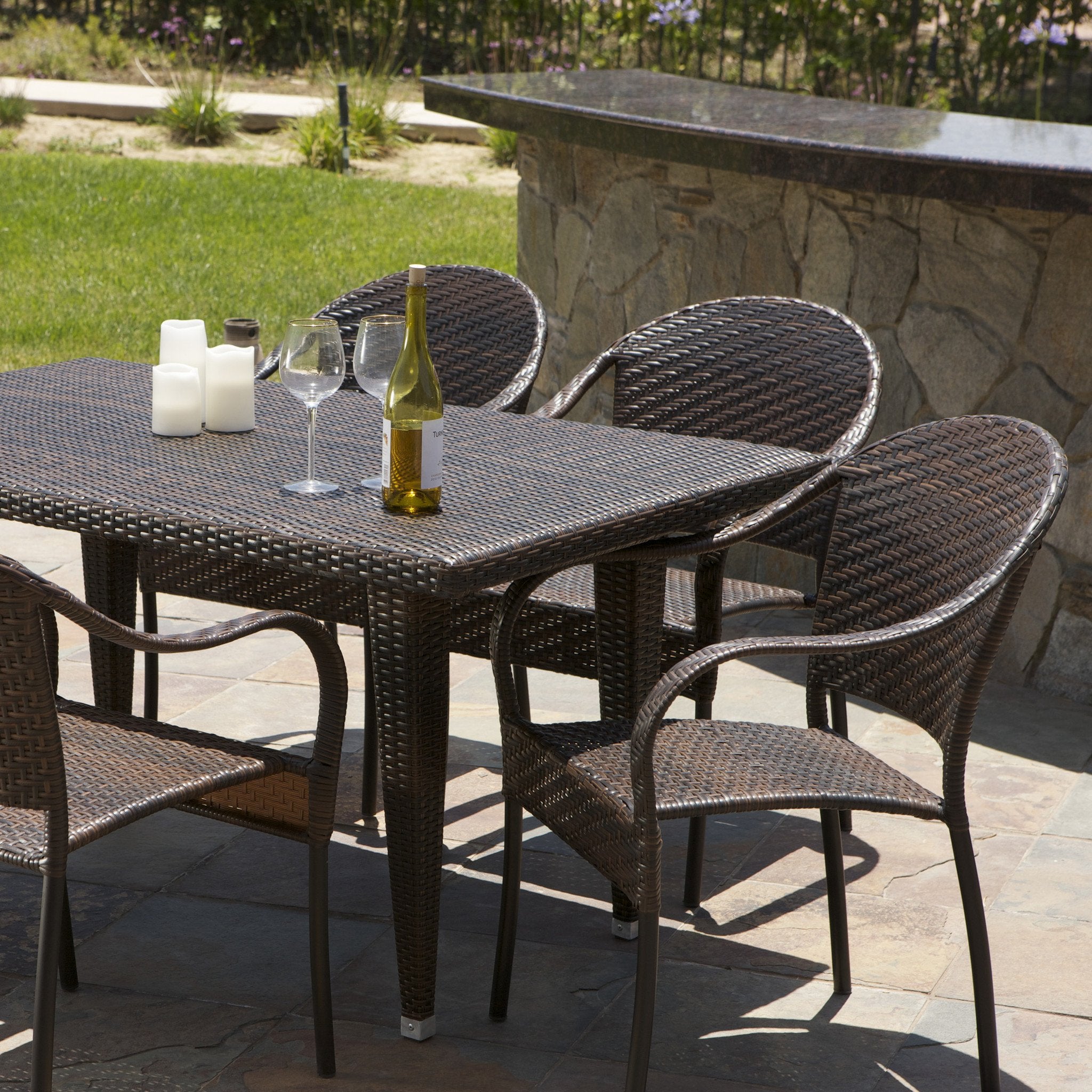 Livingston 7 Piece Wicker Outdoor Dining Set