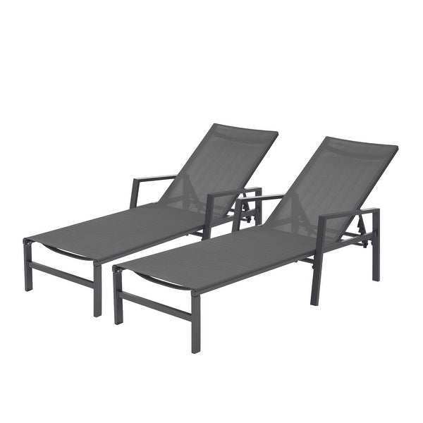 2 Pieces Set Patio Chaise Lounges with Armrests