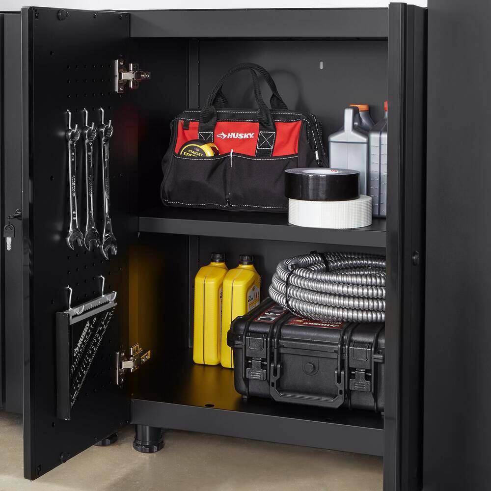 Husky G2402B-US Regular Duty Welded 24-Gauge Steel 2-Door Garage Base Cabinet in Black (24 in. W x 33 in. H x 16 in. D)