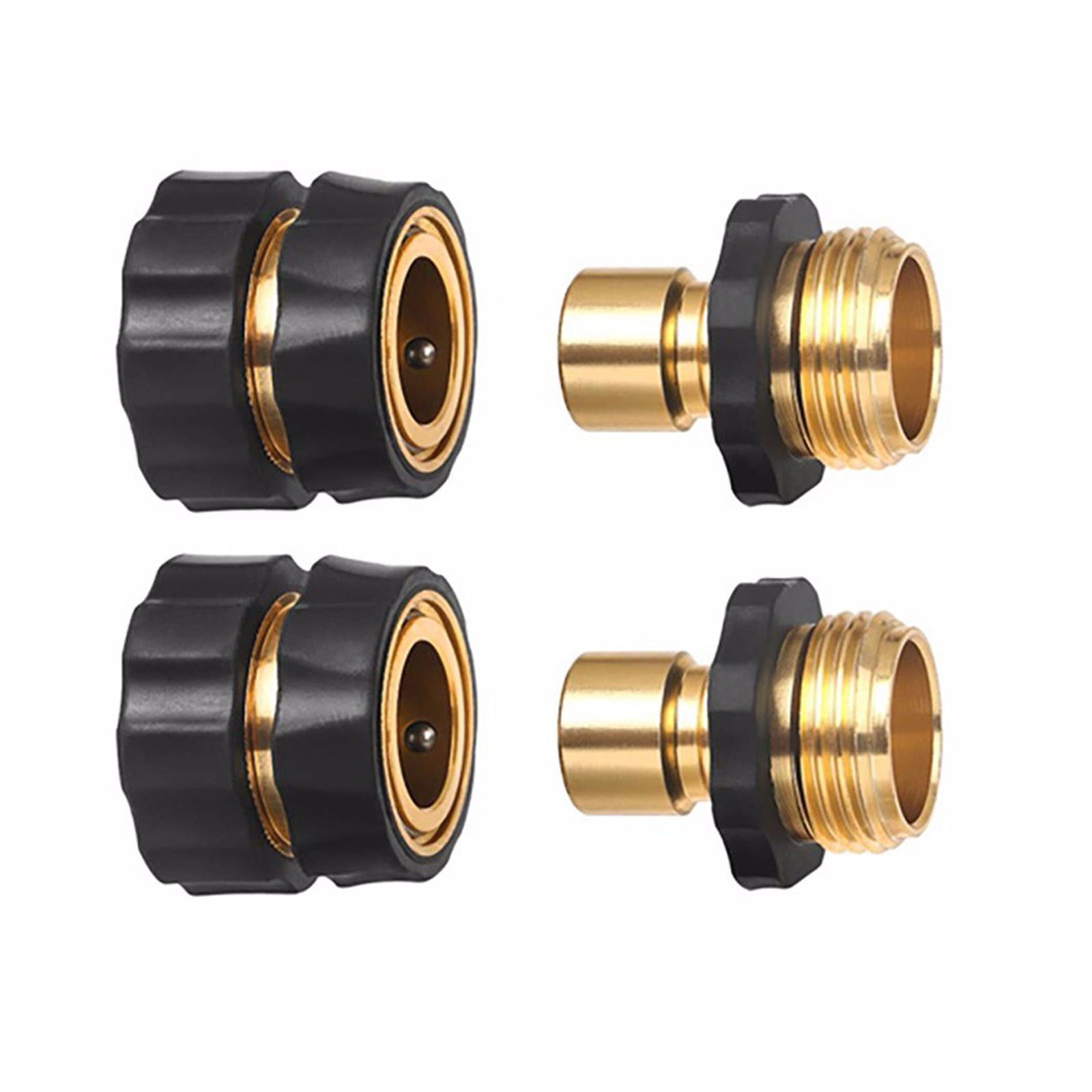 Pompotops 3/4 Inch Garden Hose Fitting Quick Connector Male and Female Set， 2 Set