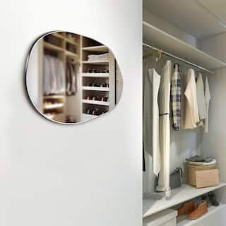 EDGEWOOD 19.7 in. W x 33.5 in. H Asymmetrical Oval Accent Wall Mounted Frameless Mirror 1079055932