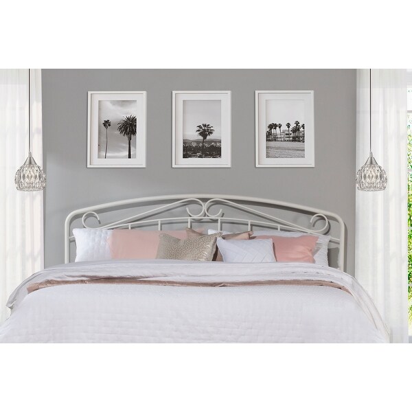 Porch and Den Neugebauer White Metal Arched Scroll Design Headboard - - 30417179