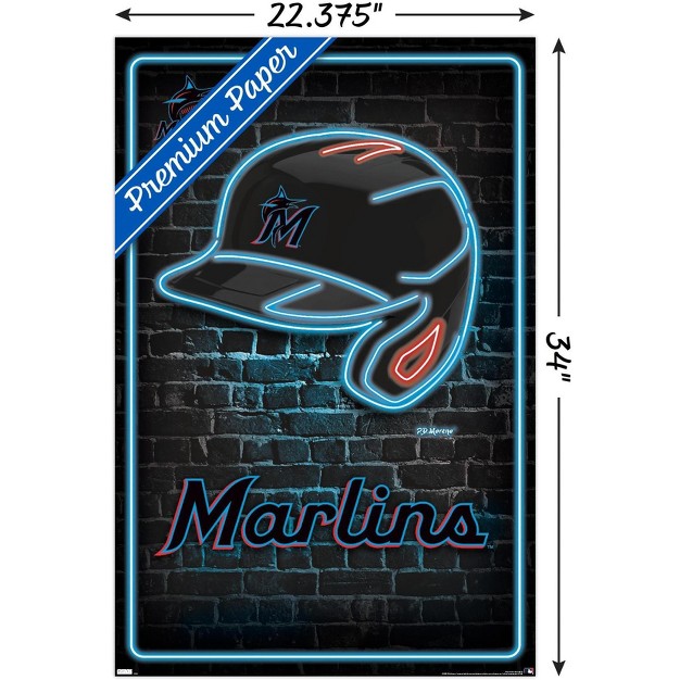 Trends International Mlb Miami Marlins Neon Helmet 23 Unframed Wall Poster Prints