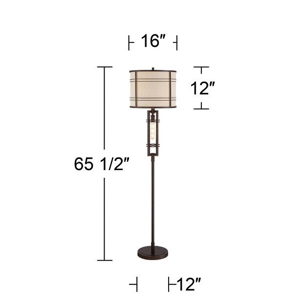 Tall Oil Rubbed Bronze Led Nightlight Off White Drum Shade For Living Room Bedroom Home