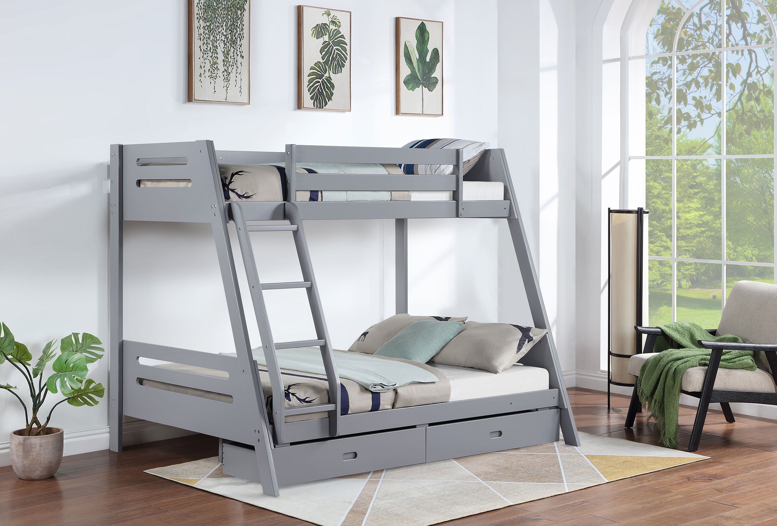 Flynn Wood Twin Over Full Bunk Bed Weathered Brown-400809