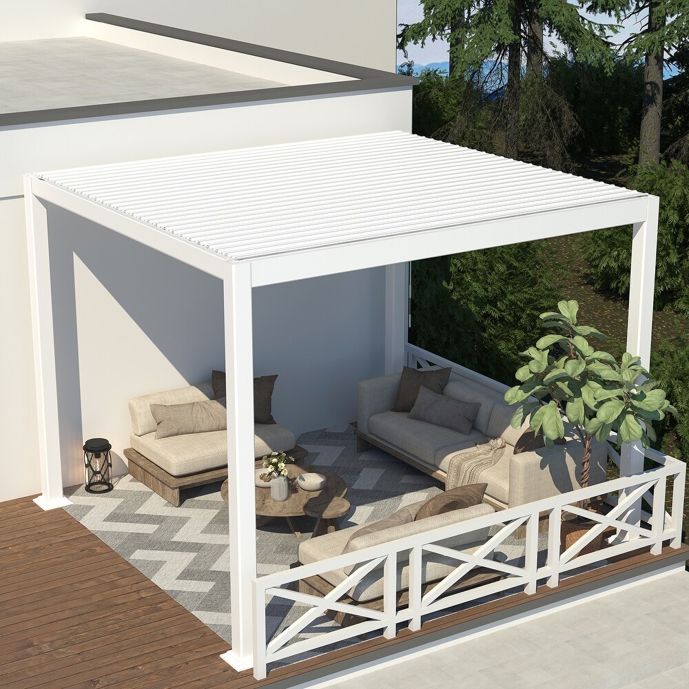 10 x 10 ft Outdoor Louvered Pergola in Aluminum with Adjustable Roof