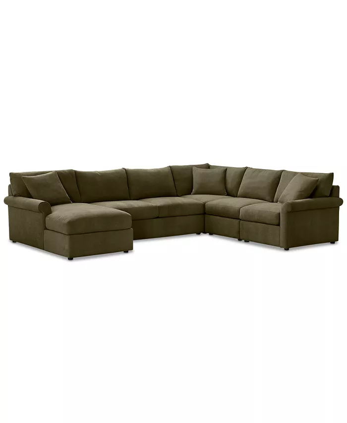 Furniture Wrenley 138 5-Pc. Fabric Modular Sleeper Chaise Sectional Sofa